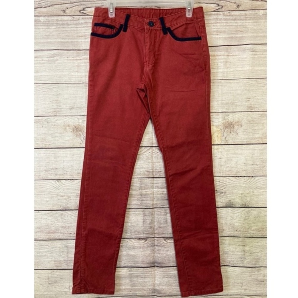 Oxygen Jeans Casual Pants Slim Fit Burgundy Size 29 Streetwear Minimalist